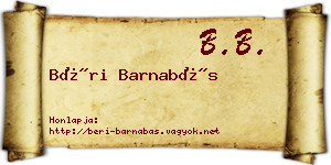 Béri Barnabás névjegykártya